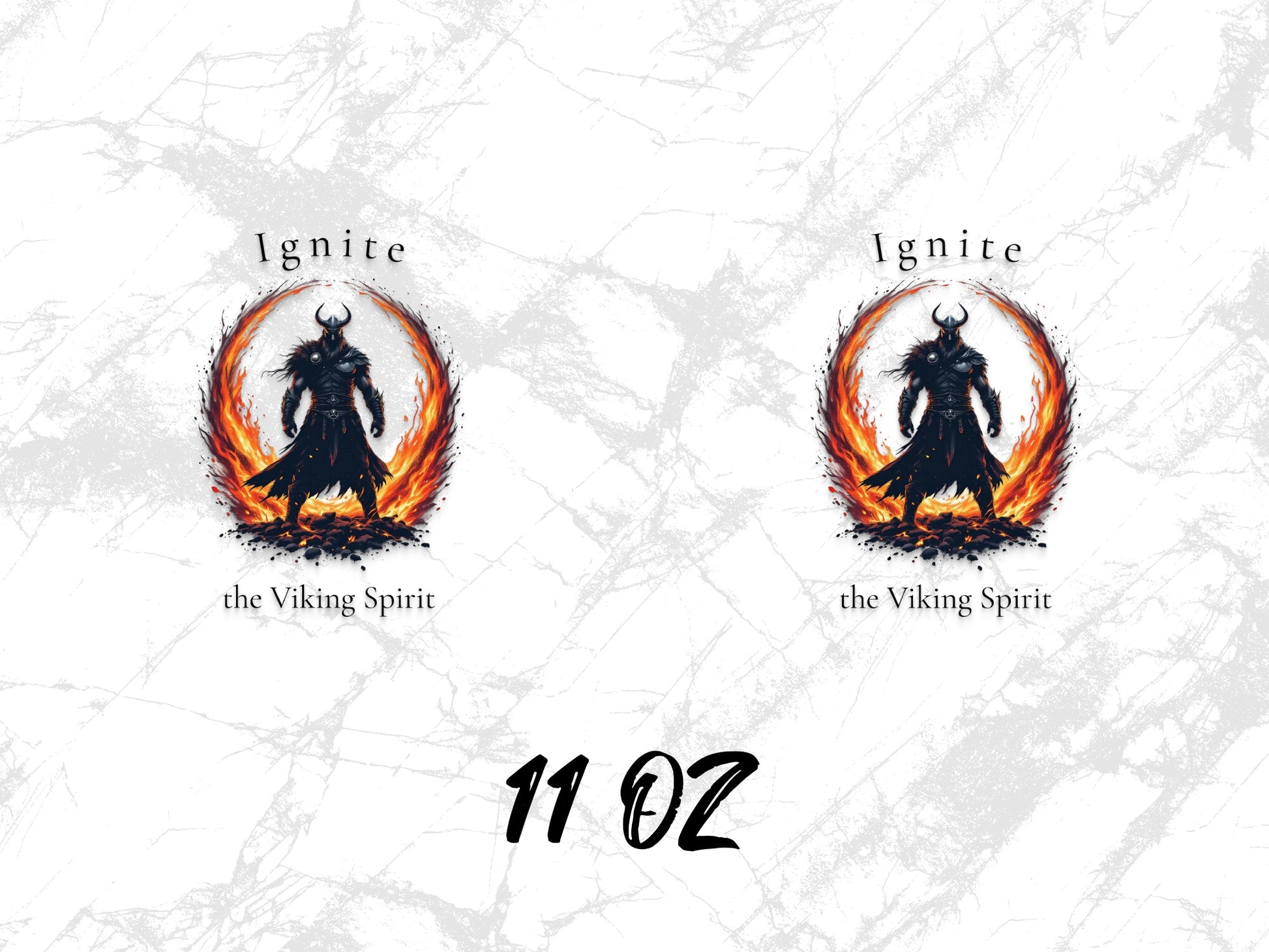 Viking Spirit Coffee Mug, Ignite Fire Design, 11 oz Ceramic Cup, Mythical Norse Warrior, Gift Idea
