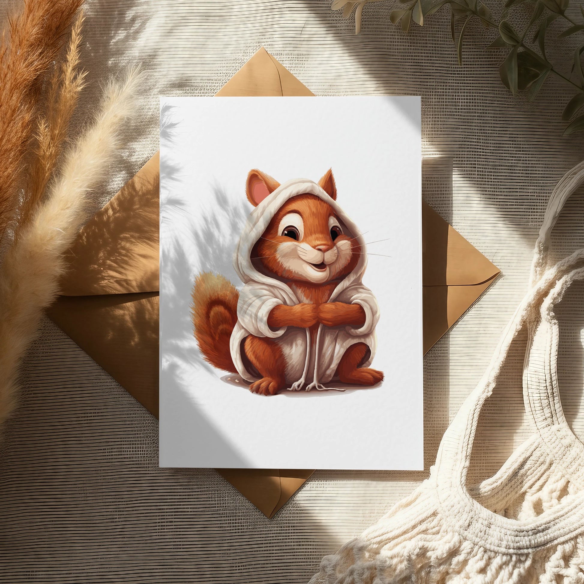 Cute Squirrel Illustration, Whimsical Forest Animal Art Print, Nursery Decor, Woodland Creature, Kids Room Wall Art, Unique Gift Idea