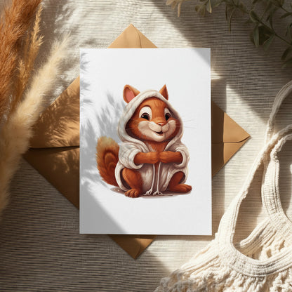 Cute Squirrel Illustration, Whimsical Forest Animal Art Print, Nursery Decor, Woodland Creature, Kids Room Wall Art, Unique Gift Idea