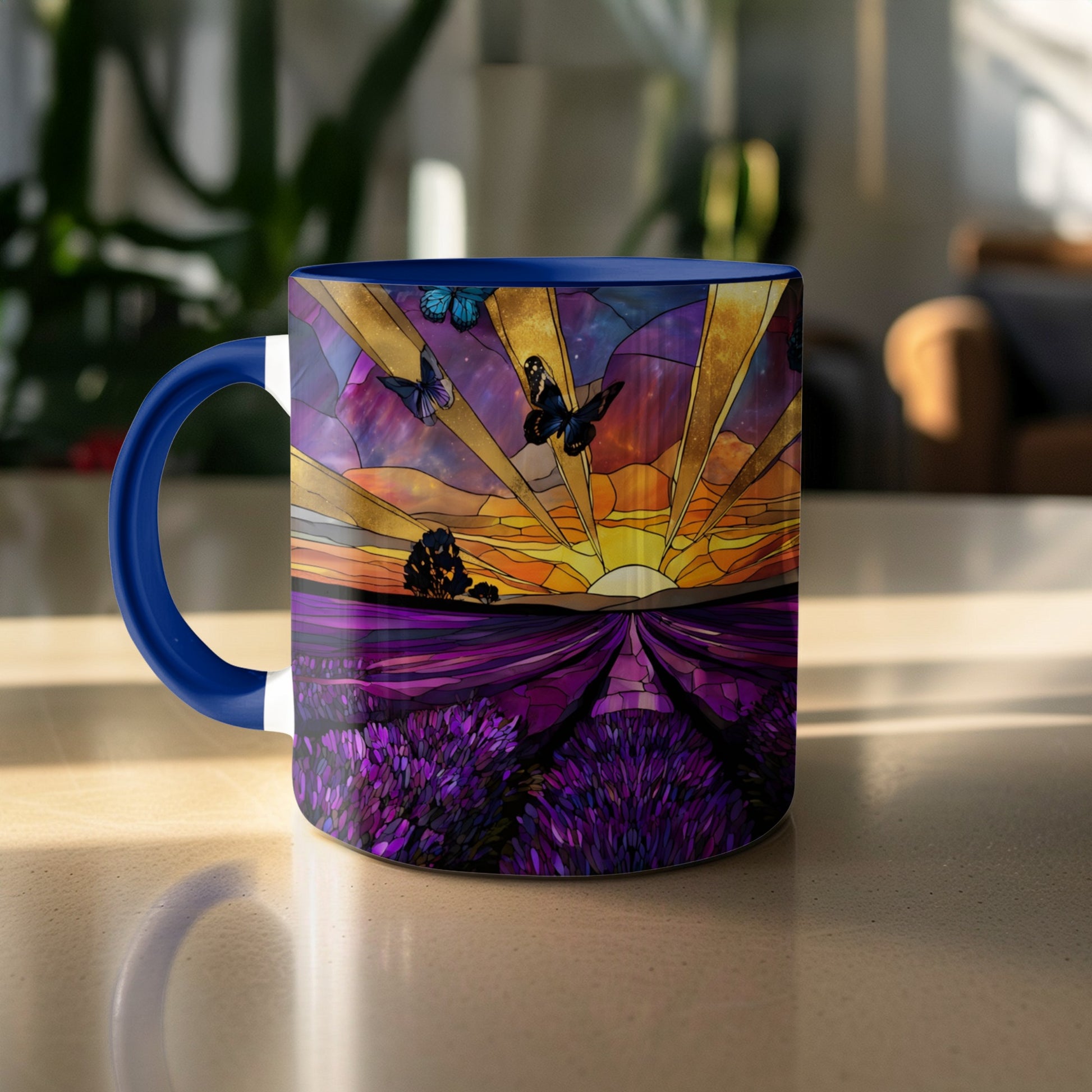 Vibrant Sunset with Butterflies Coffee Mug product