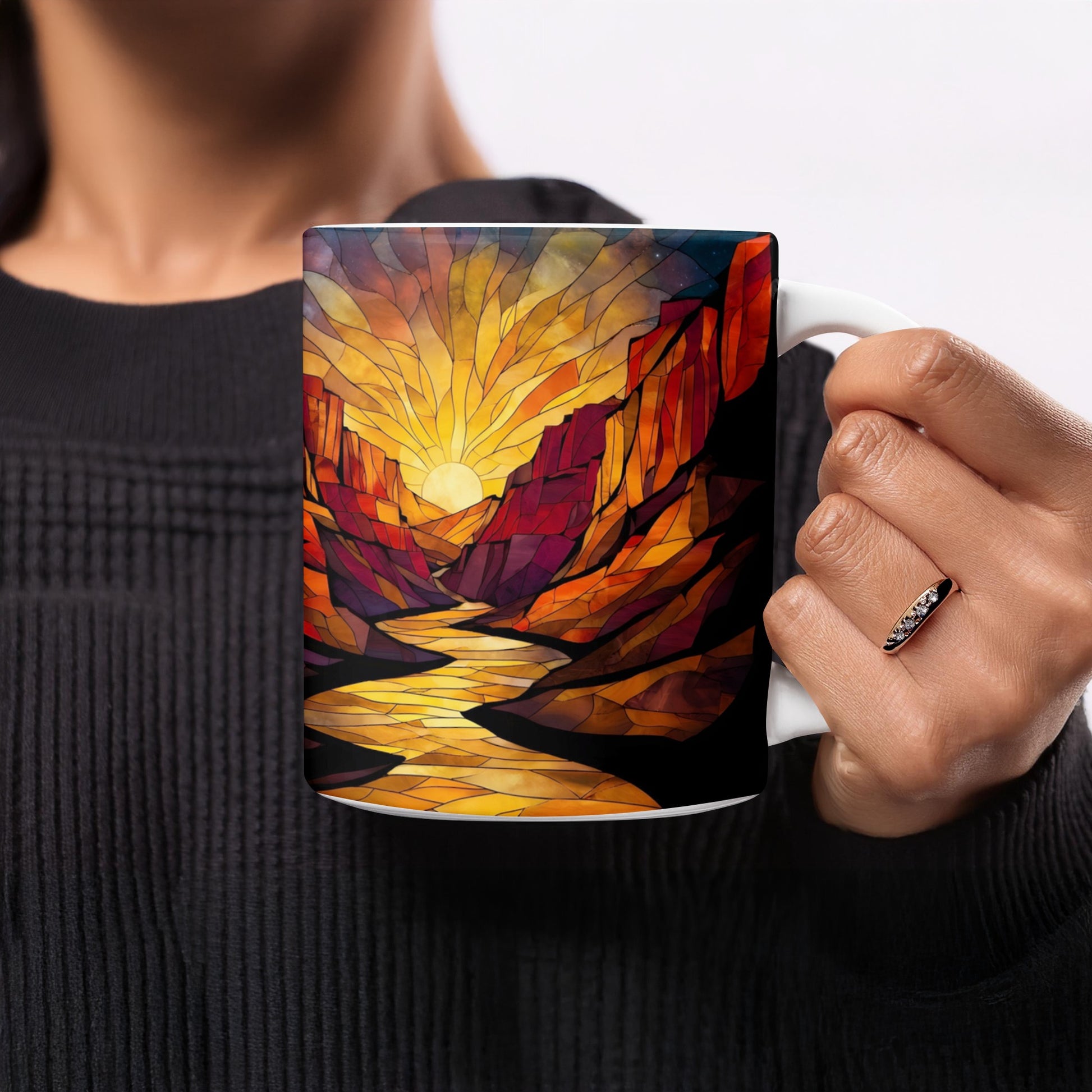 Vibrant Canyon Sunrise Art Mug Colorful Coffee product