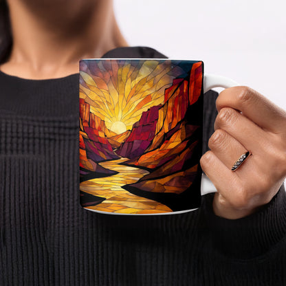 Vibrant Canyon Sunrise Art Mug Colorful Coffee product
