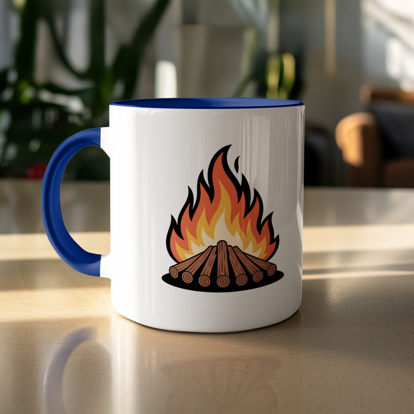 Cozy Campfire Design Blue Handle Mug product