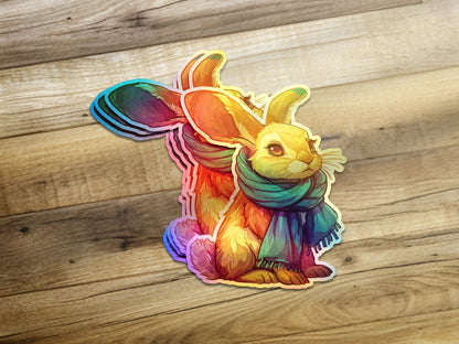 Colorful Scarfed Rabbit Sticker vibrant art product