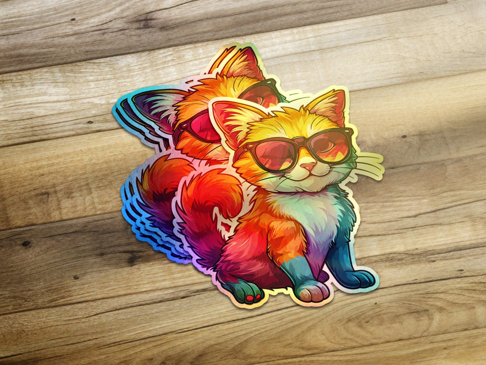 Colorful Artistic Cat Sticker design cartoon product type