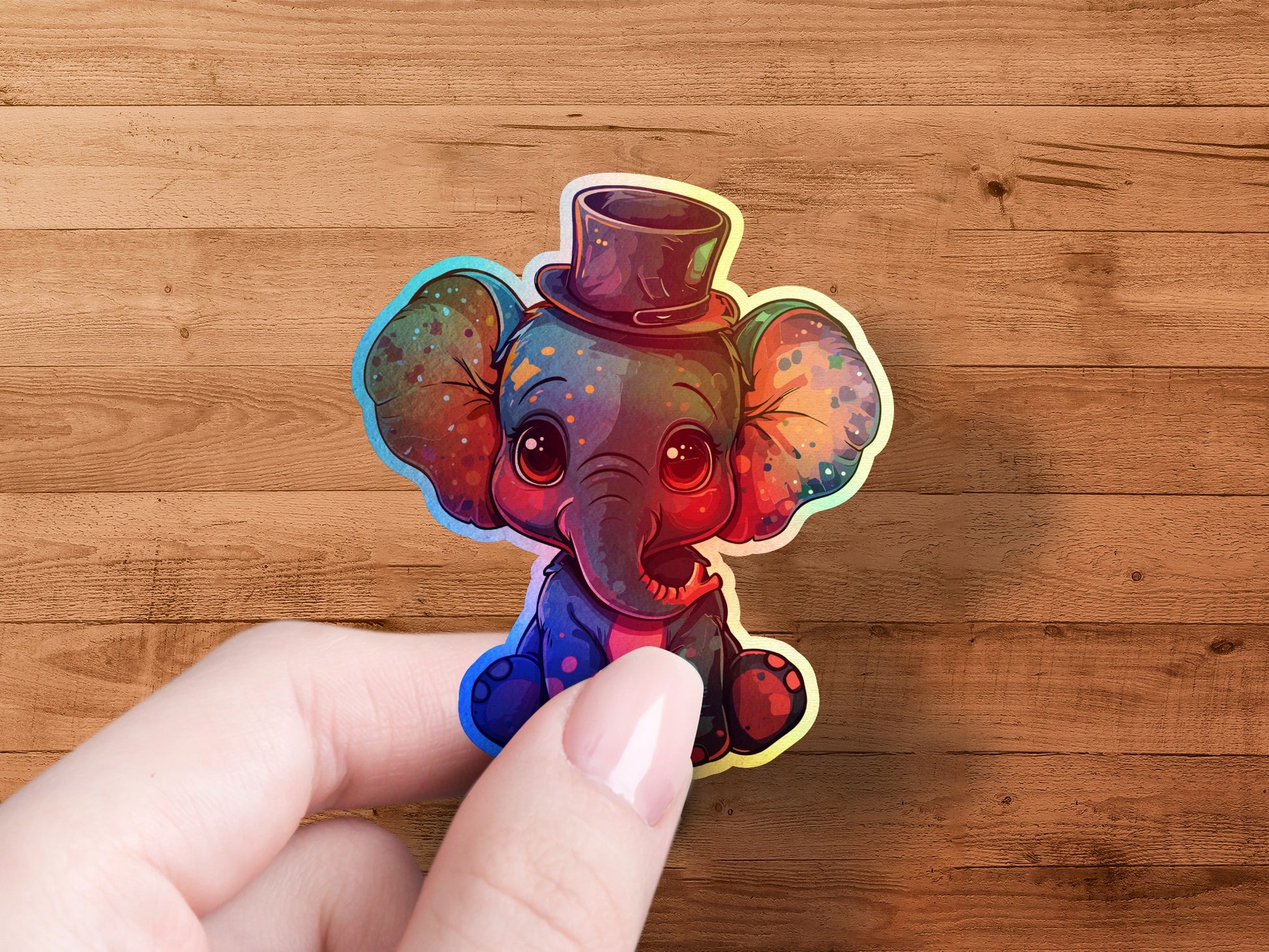 Adorable Elephant Sticker With Top Hat design product type