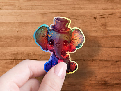 Adorable Elephant Sticker With Top Hat design product type