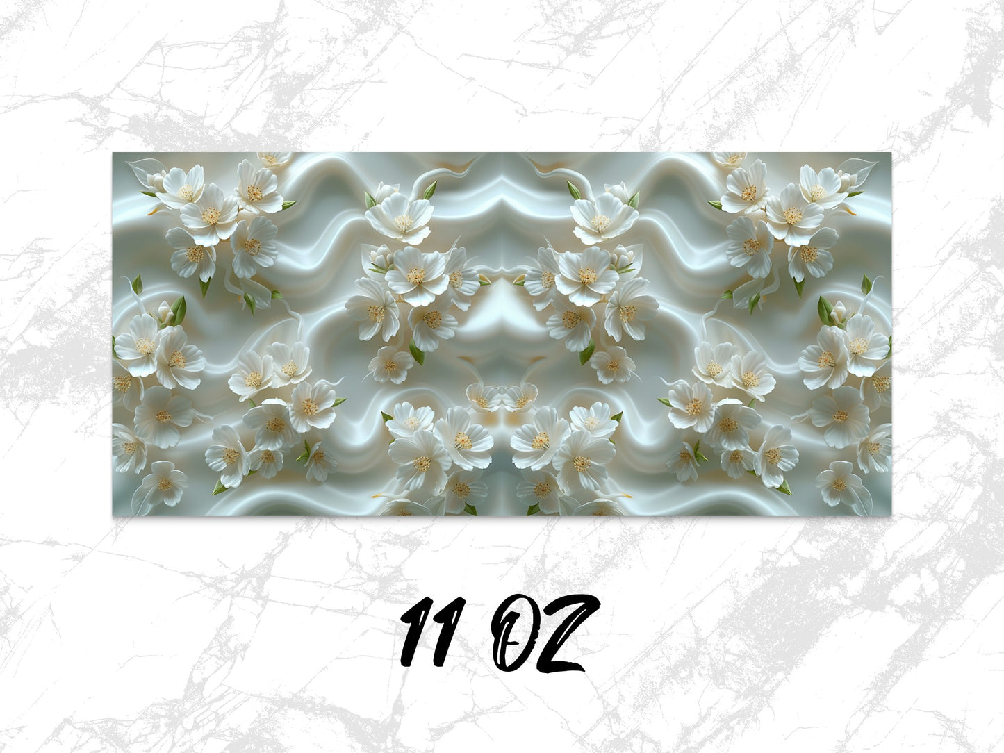 Elegant Floral Coffee Mug, White Blossoms Design, Unique 11 oz Ceramic Cup, Gift Idea