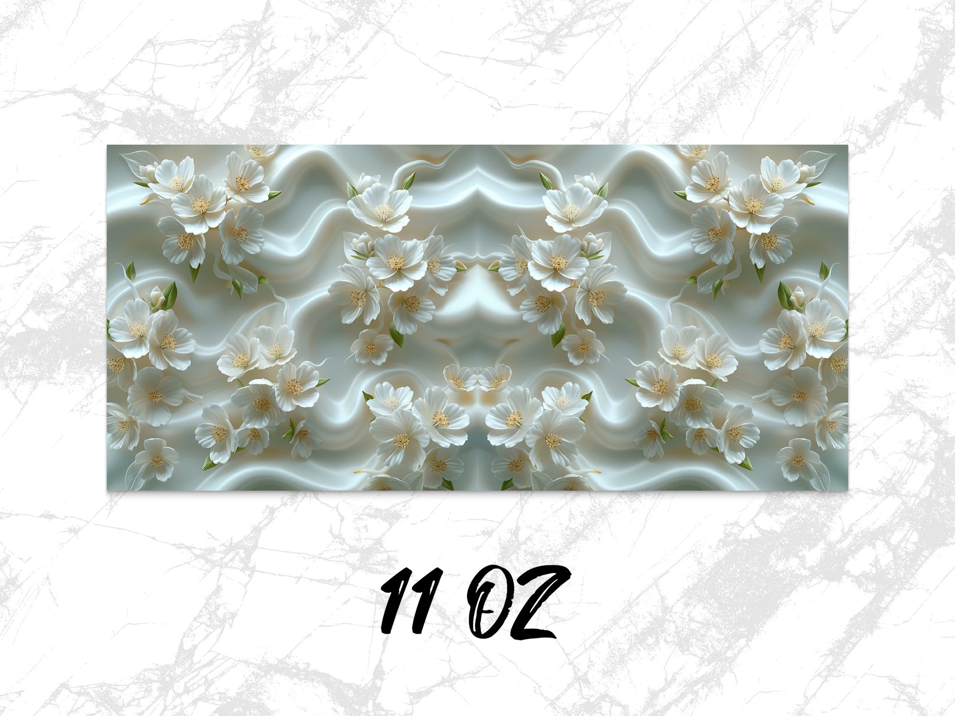 Elegant Floral Coffee Mug, White Blossoms Design, Unique 11 oz Ceramic Cup, Gift Idea