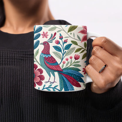 Colorful Bird and Floral Design Mug product