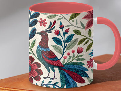 Vibrant Floral Bird Design Coffee Mug Product