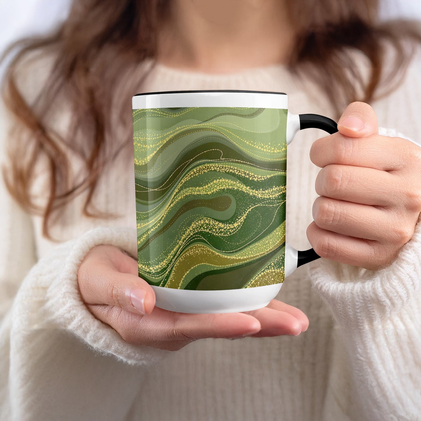 Green and Gold Swirl Pattern Mug product