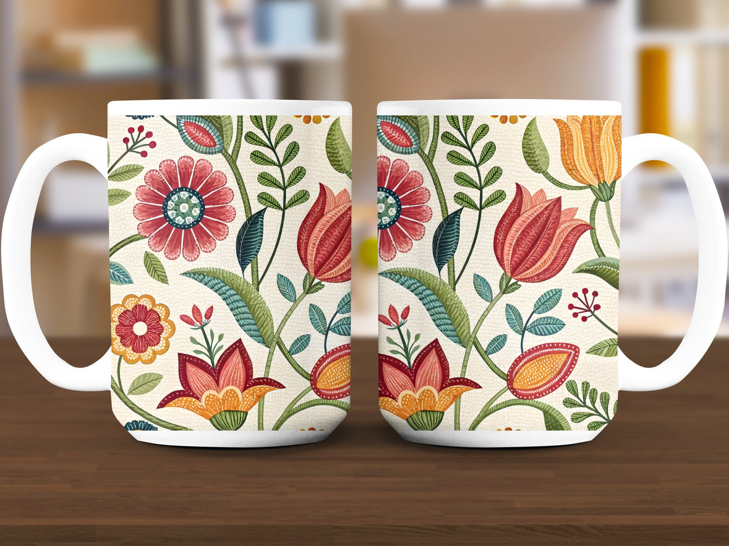 Vibrant Floral Design Mug Colorful Coffee Tea Product