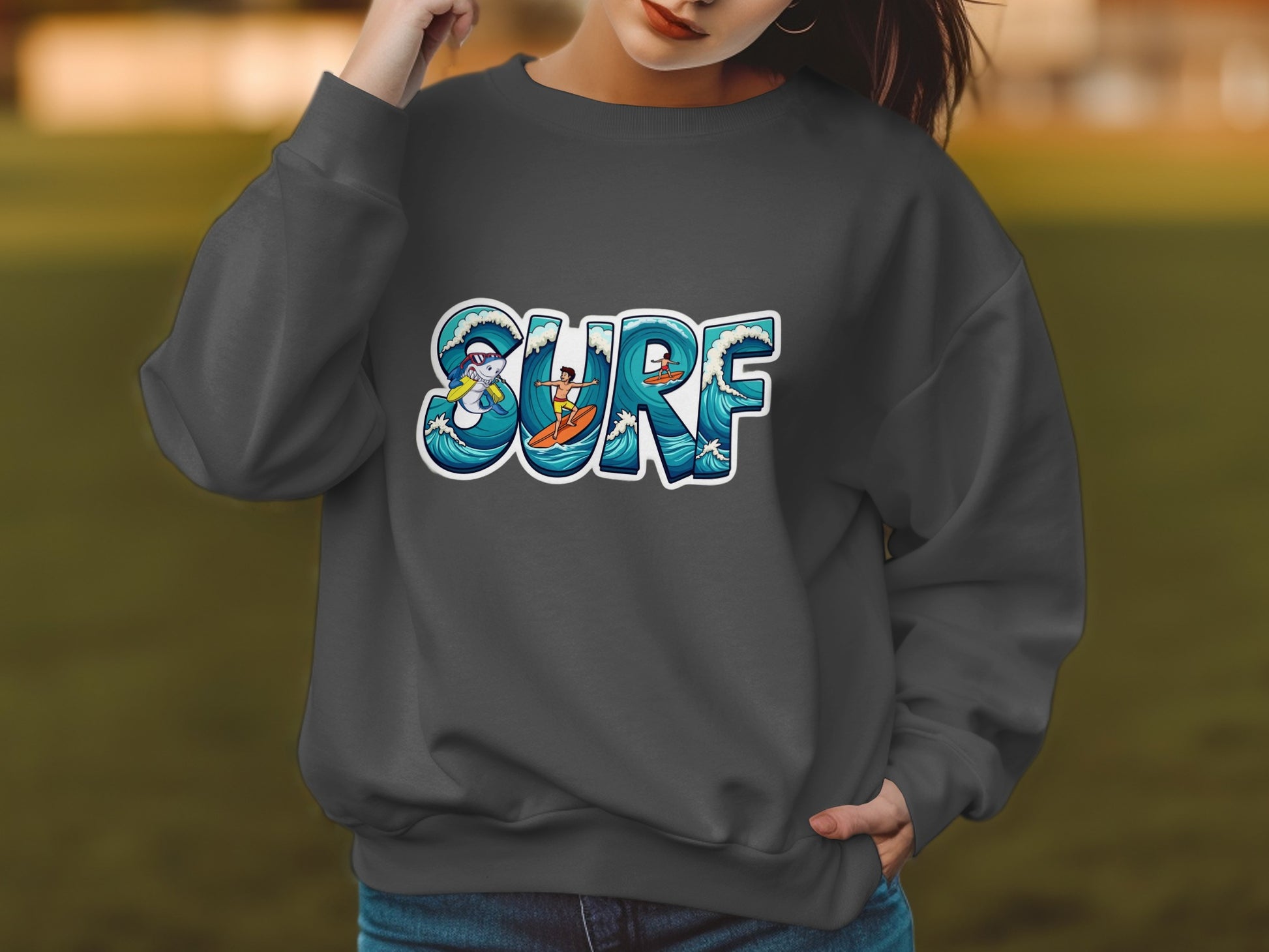 Surf Graphic Charcoal Gray Sweatshirt Product