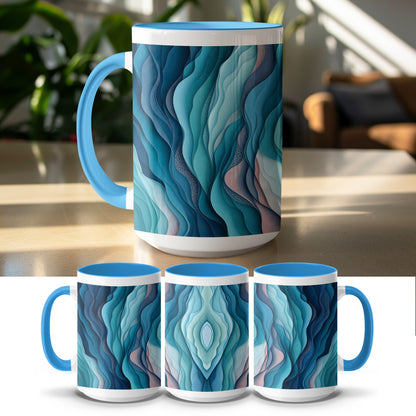 Abstract Blue Wave Pattern Ceramic Mug product