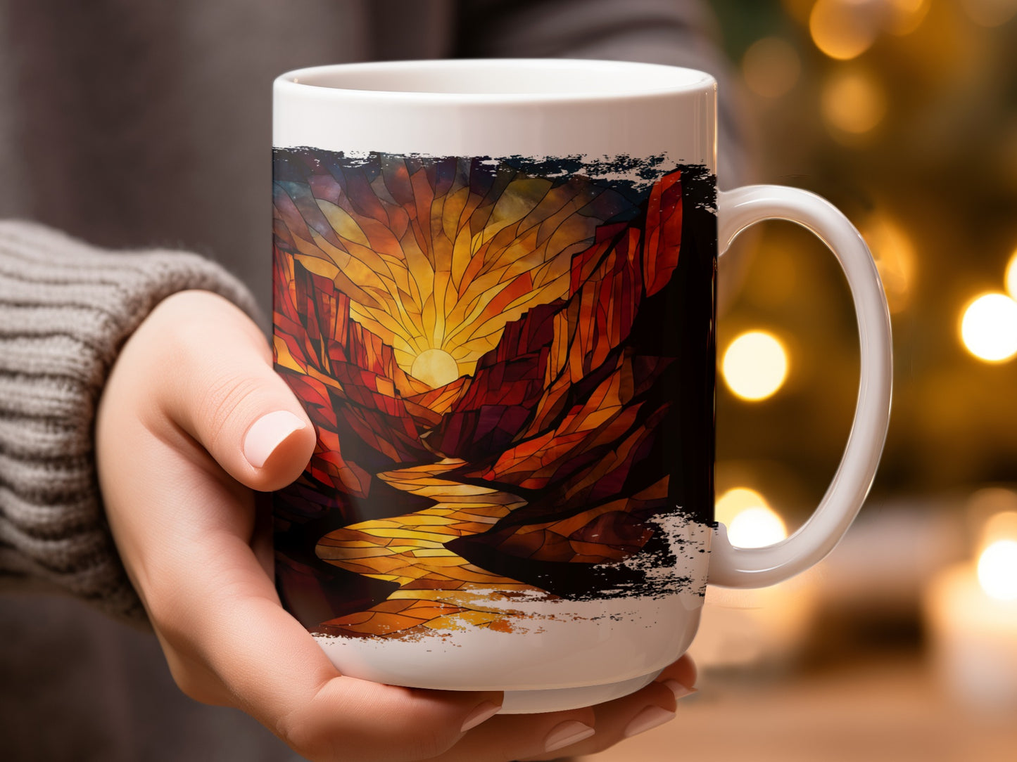 Stained Glass Landscape Pattern Design Coffee Mug product