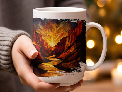 Stained Glass Landscape Pattern Design Coffee Mug product