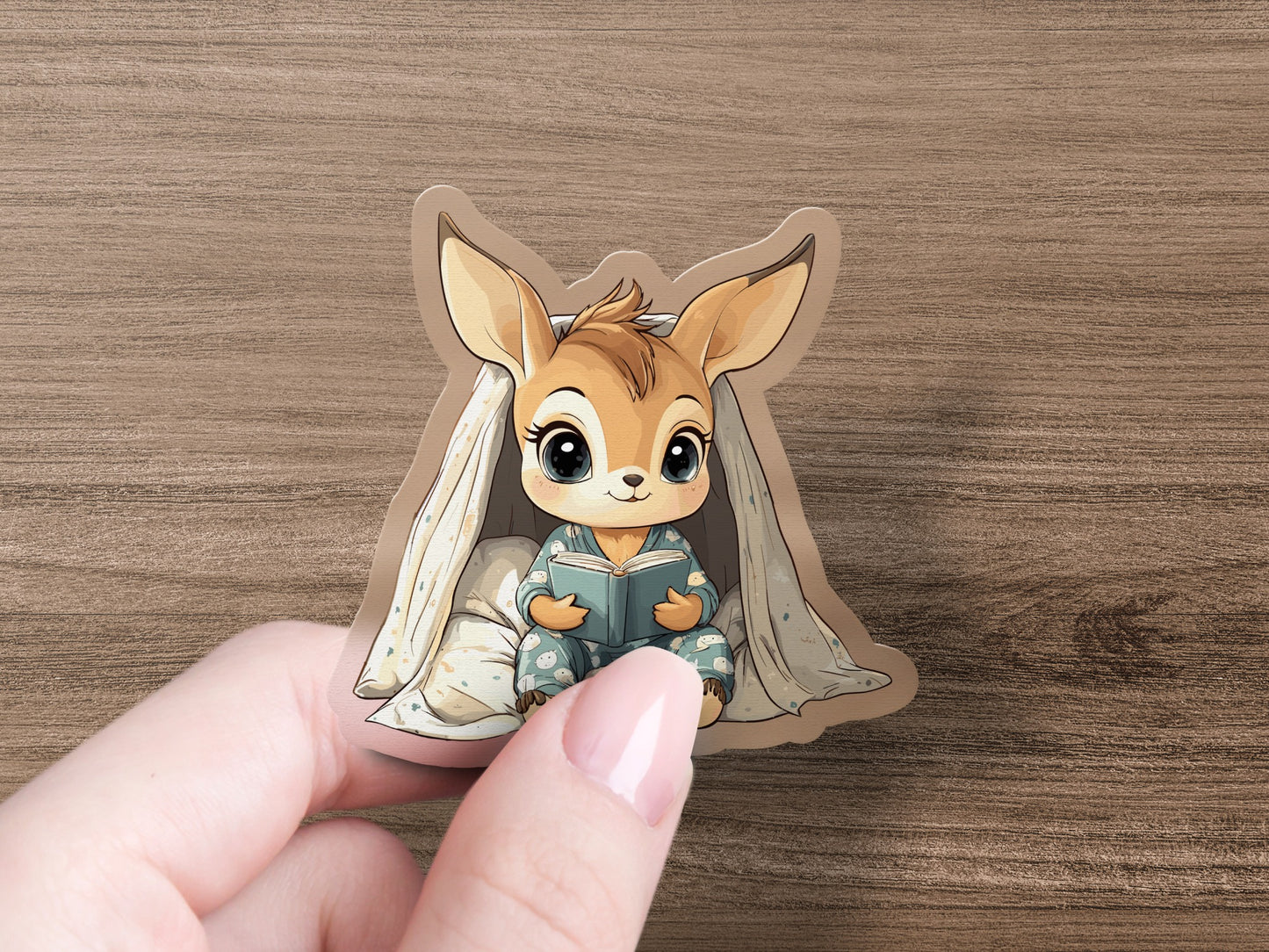 Cute Bunny Character with Book Sticker product