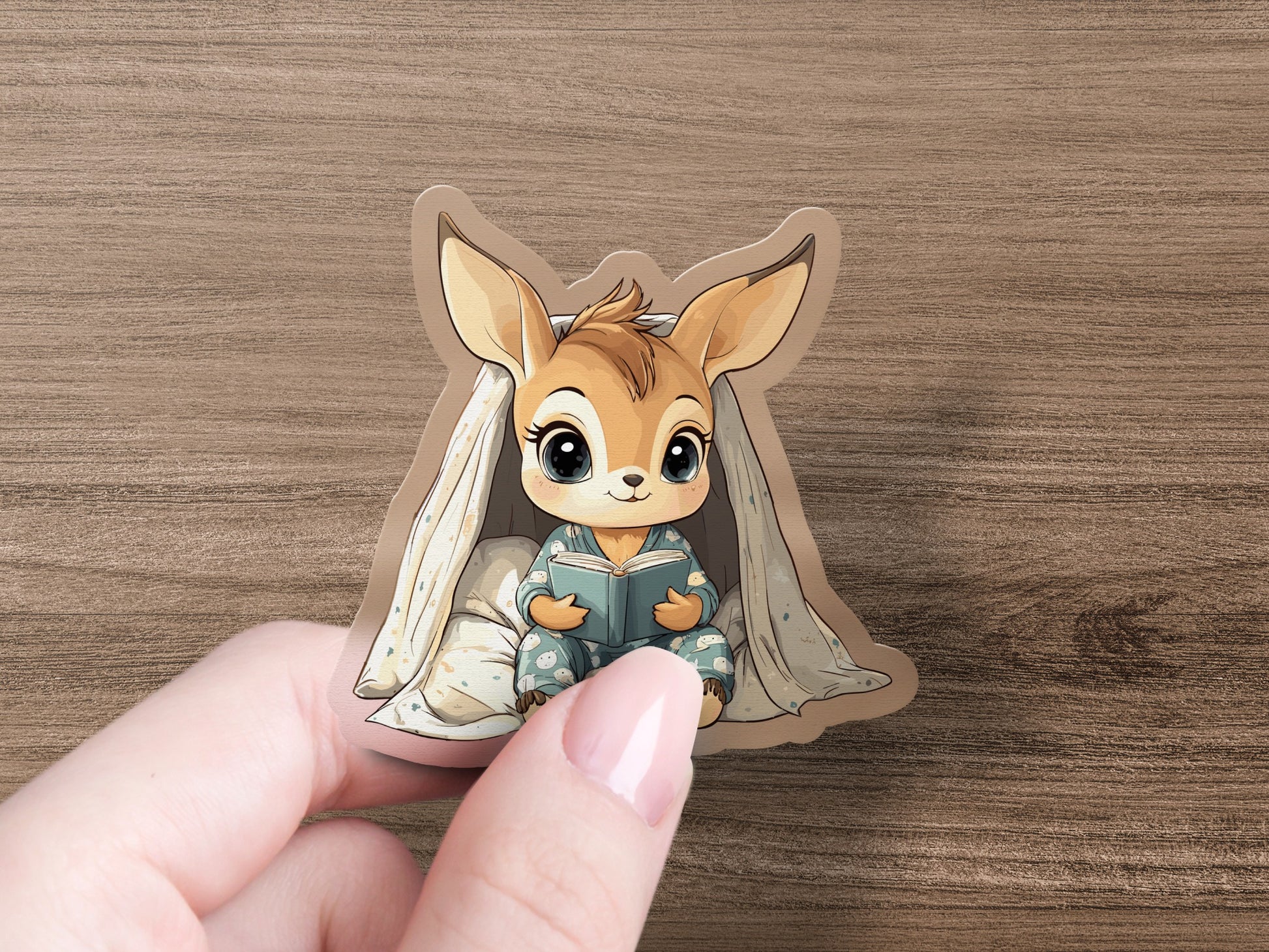 Cute Bunny Character with Book Sticker product