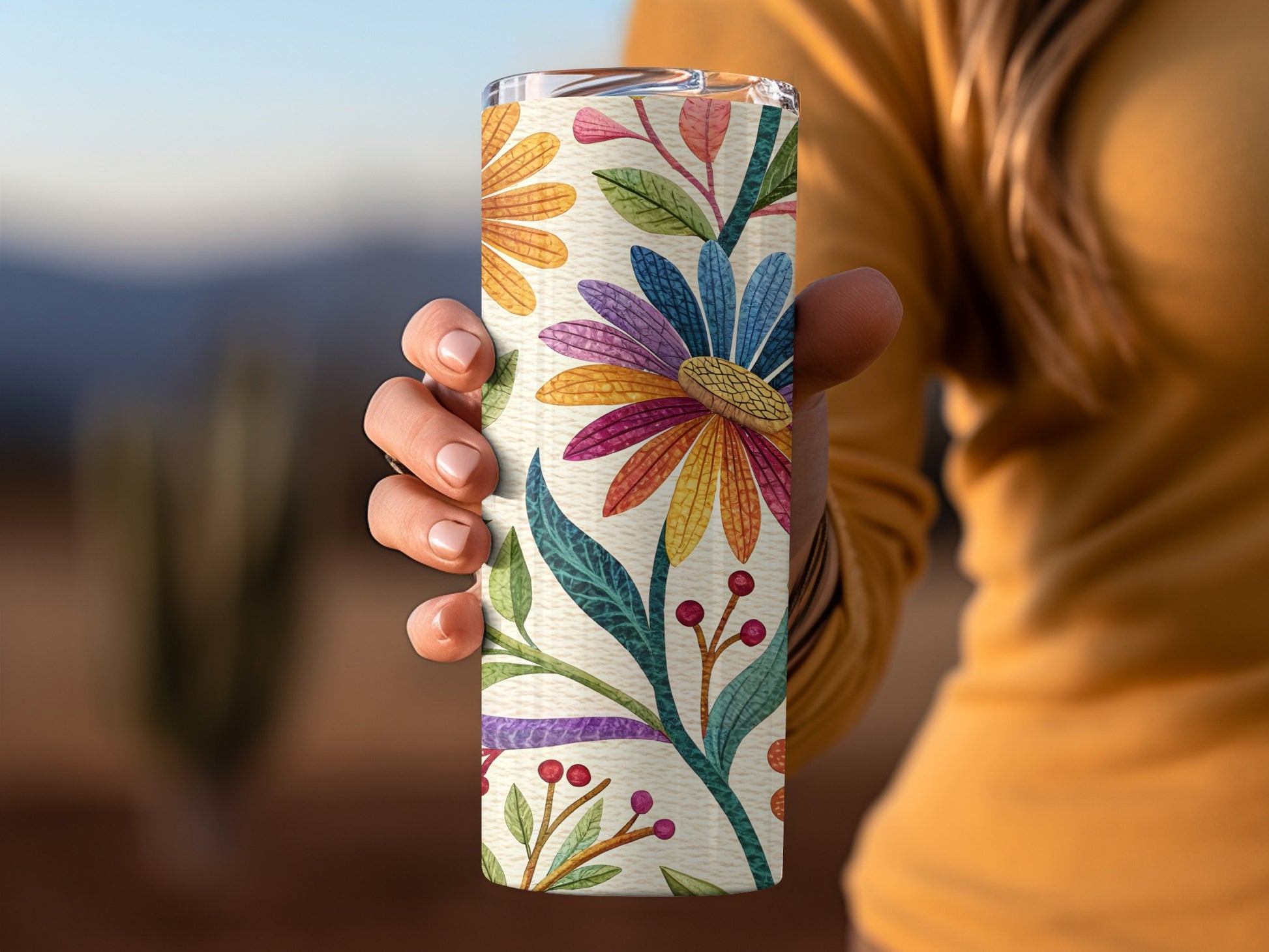 Colorful Floral Design Insulated Tumbler Product