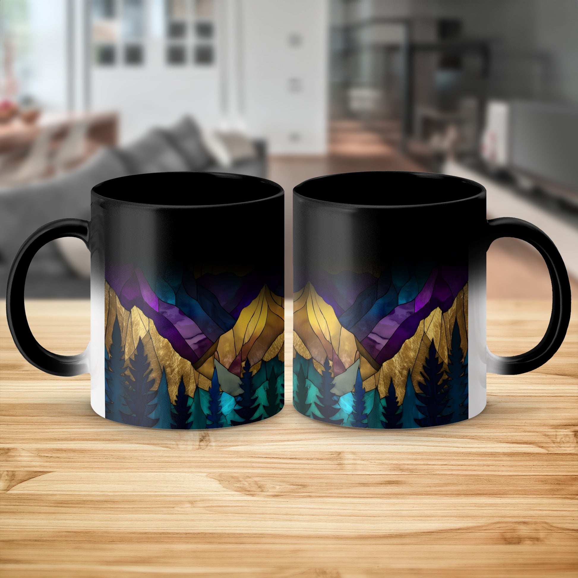 Scenic Mountain Design Black Ceramic Coffee Mug product