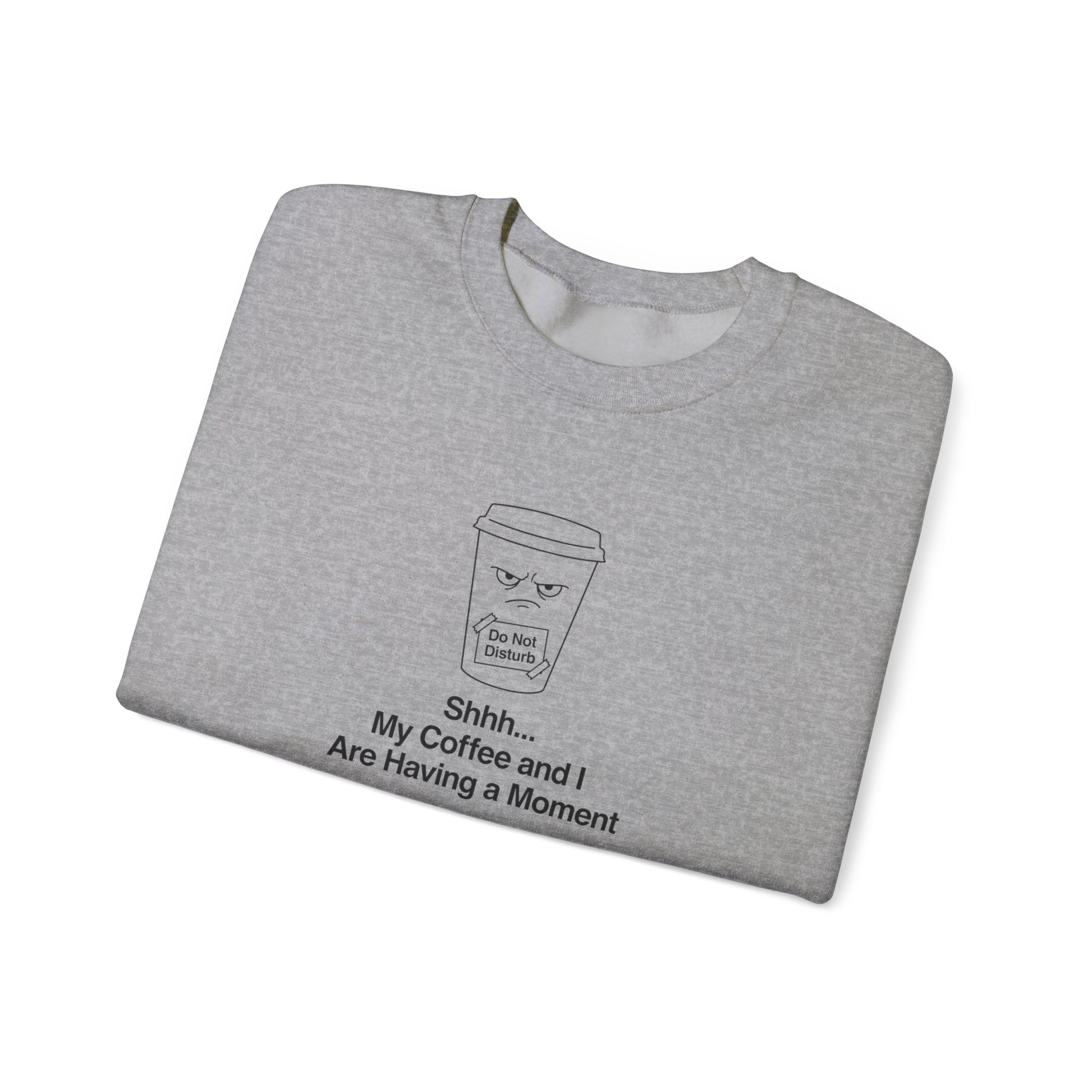Gray sweatshirt with a coffee cup graphic and "Do Not Disturb" text.