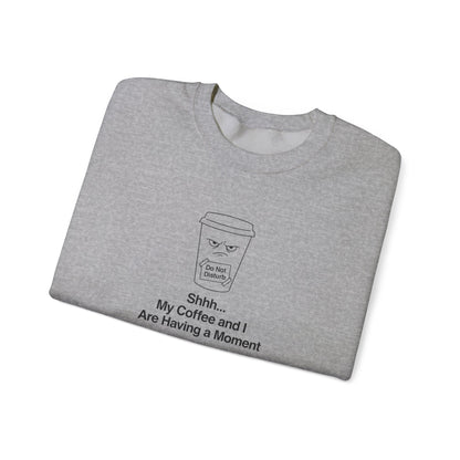 Gray sweatshirt with a coffee cup graphic and "Do Not Disturb" text.