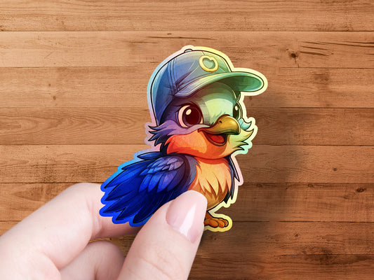 Colorful Cartoon Bird with Hat Sticker product