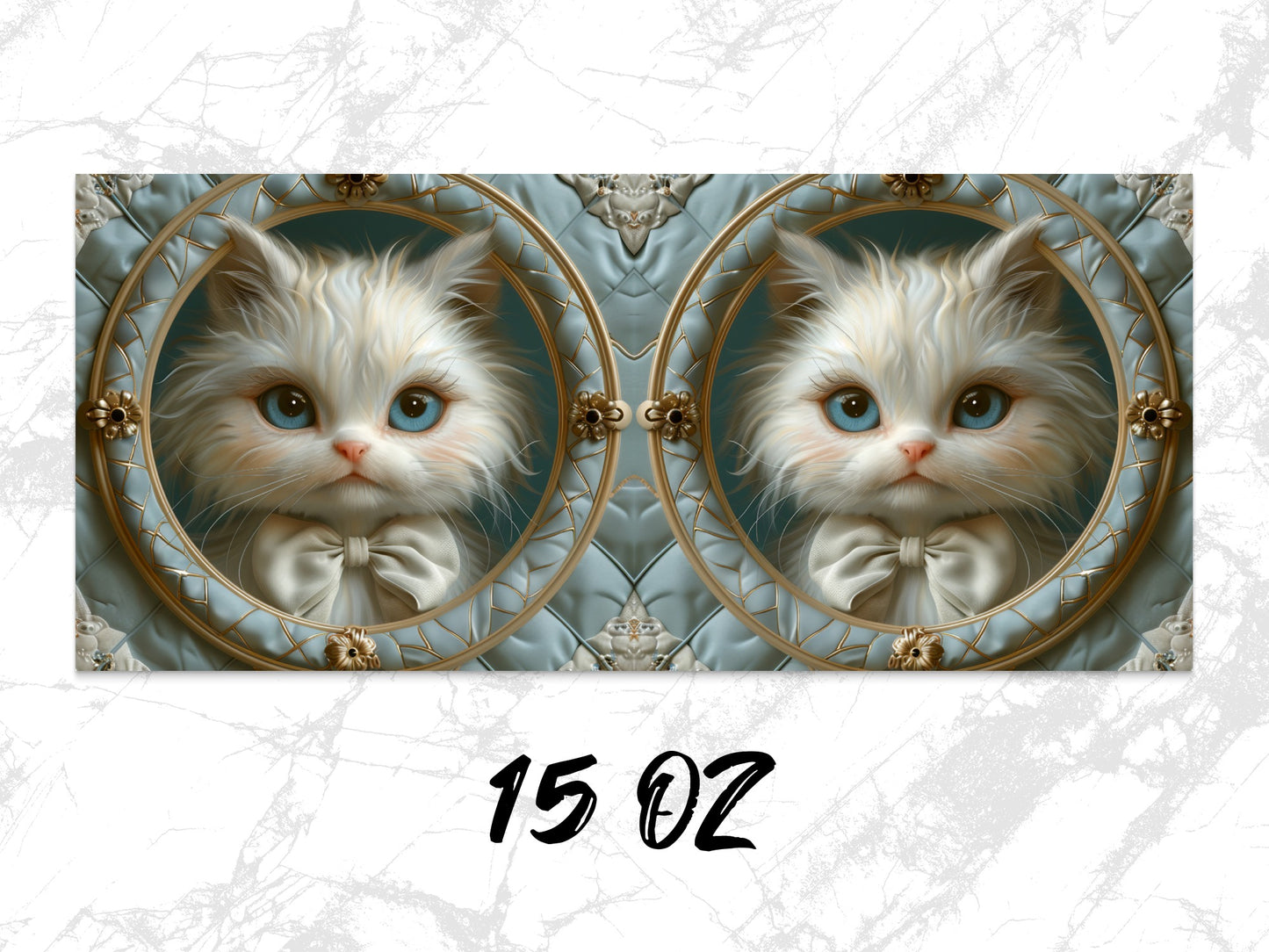 Symmetrical Cat Art Print, Vintage Style Kitten Portrait, Decorative Wall Art, Animal Lover Gift, 15 Oz