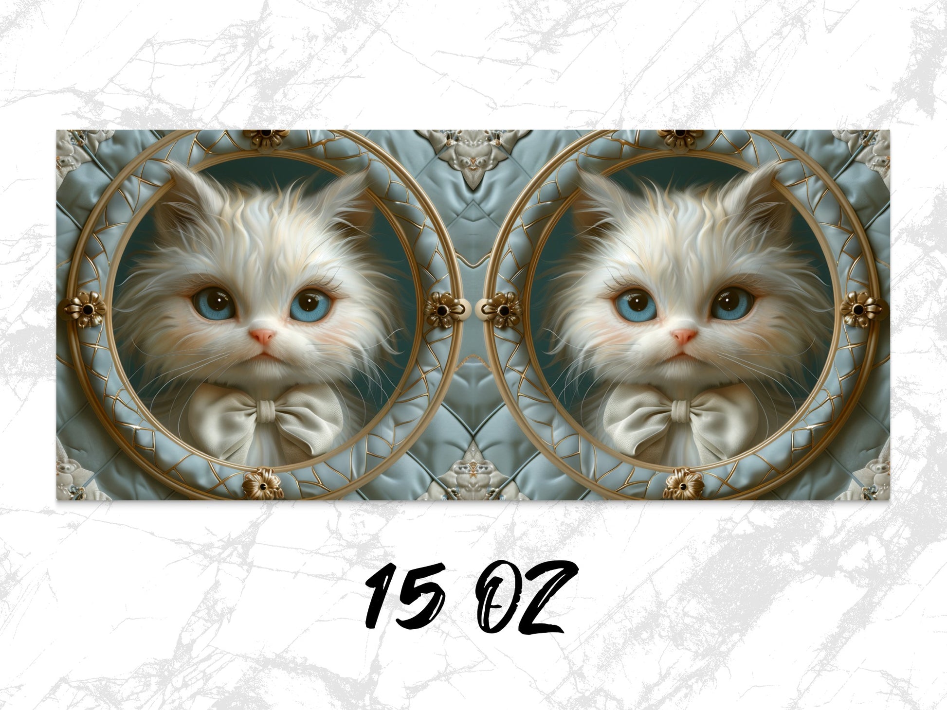 Symmetrical Cat Art Print, Vintage Style Kitten Portrait, Decorative Wall Art, Animal Lover Gift, 15 Oz