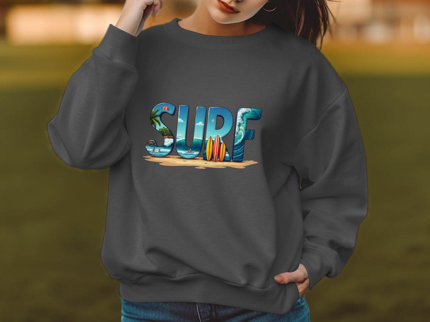 Surf Themed Sweater with Colorful Print Product