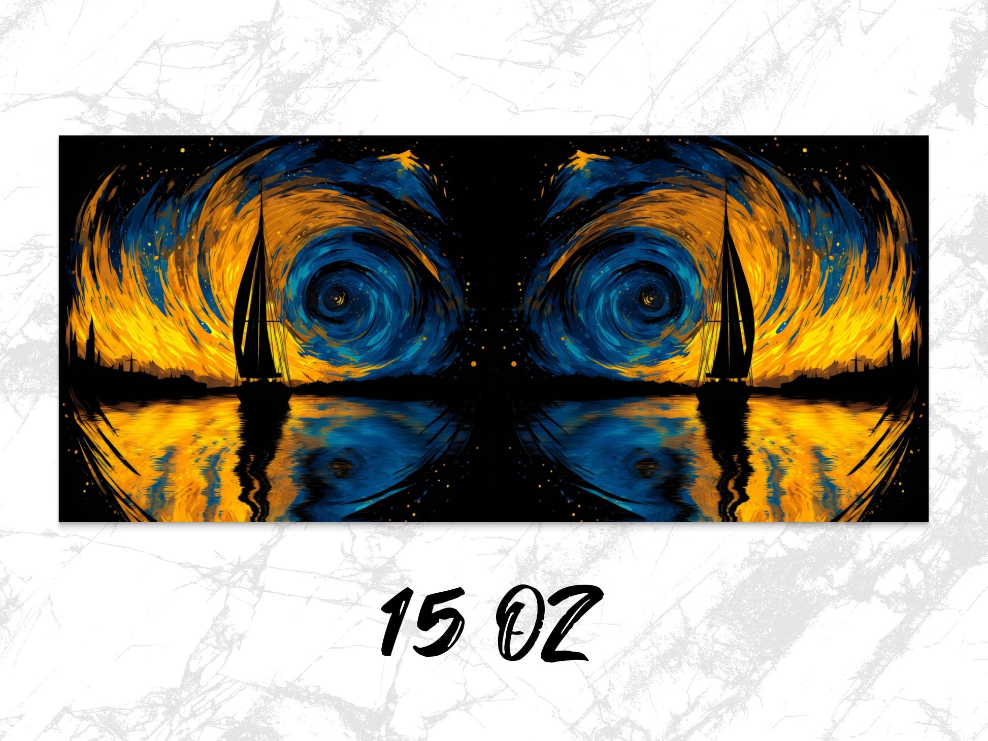 Abstract Starry Night Dual Canvas Art Print, Vibrant Yellow and Blue Wall Decor, 15 Oz