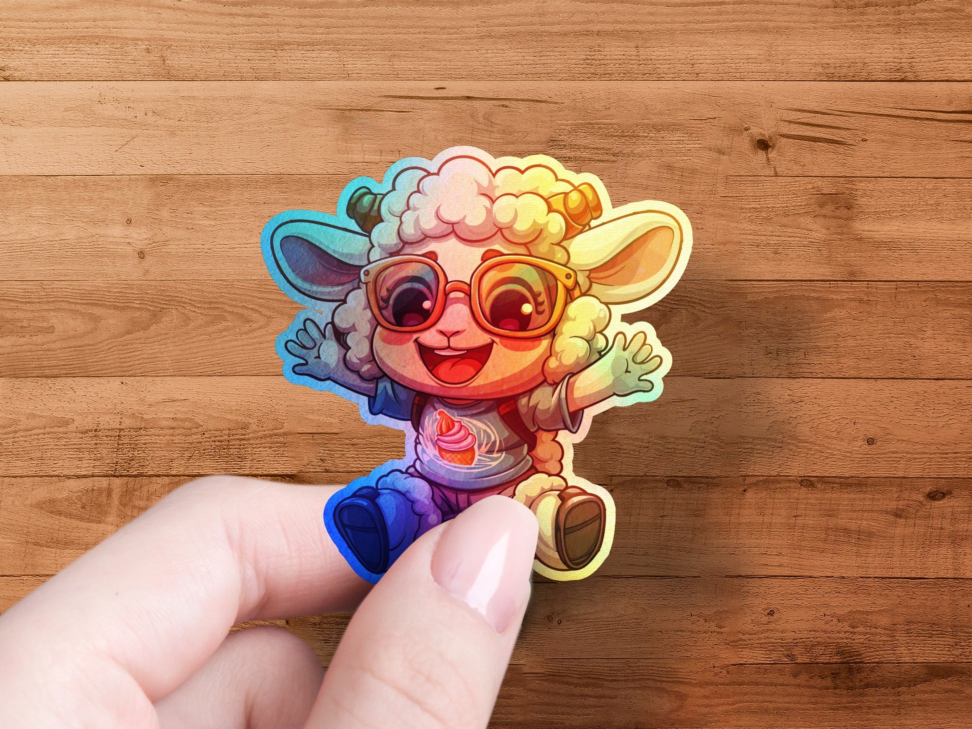 Cute Colorful Sheep Cartoon Character Sticker product type