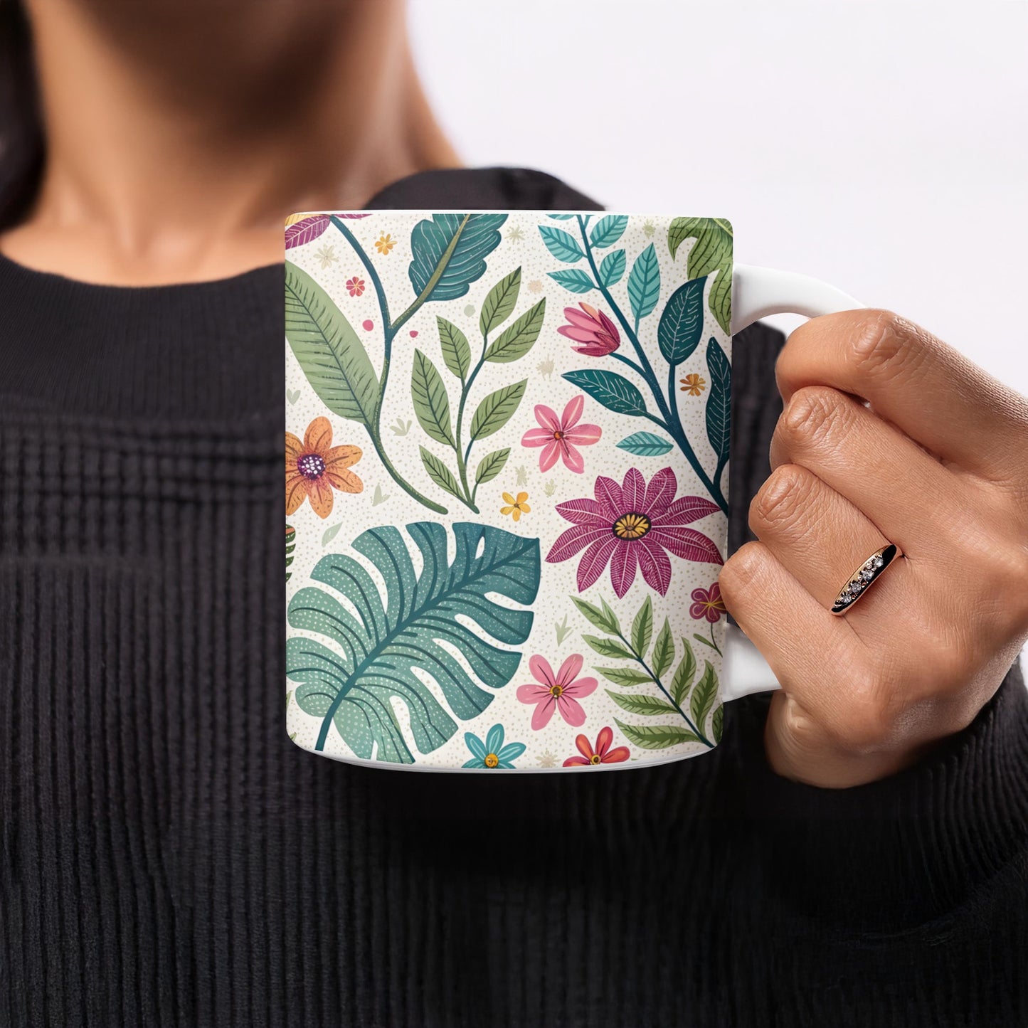 Vibrant Floral Design Coffee Mug Perfect Gift product