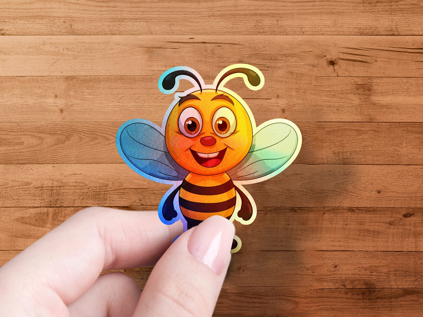 Adorable Colorful Happy Bee Sticker product