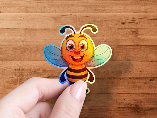 Adorable Colorful Happy Bee Sticker product