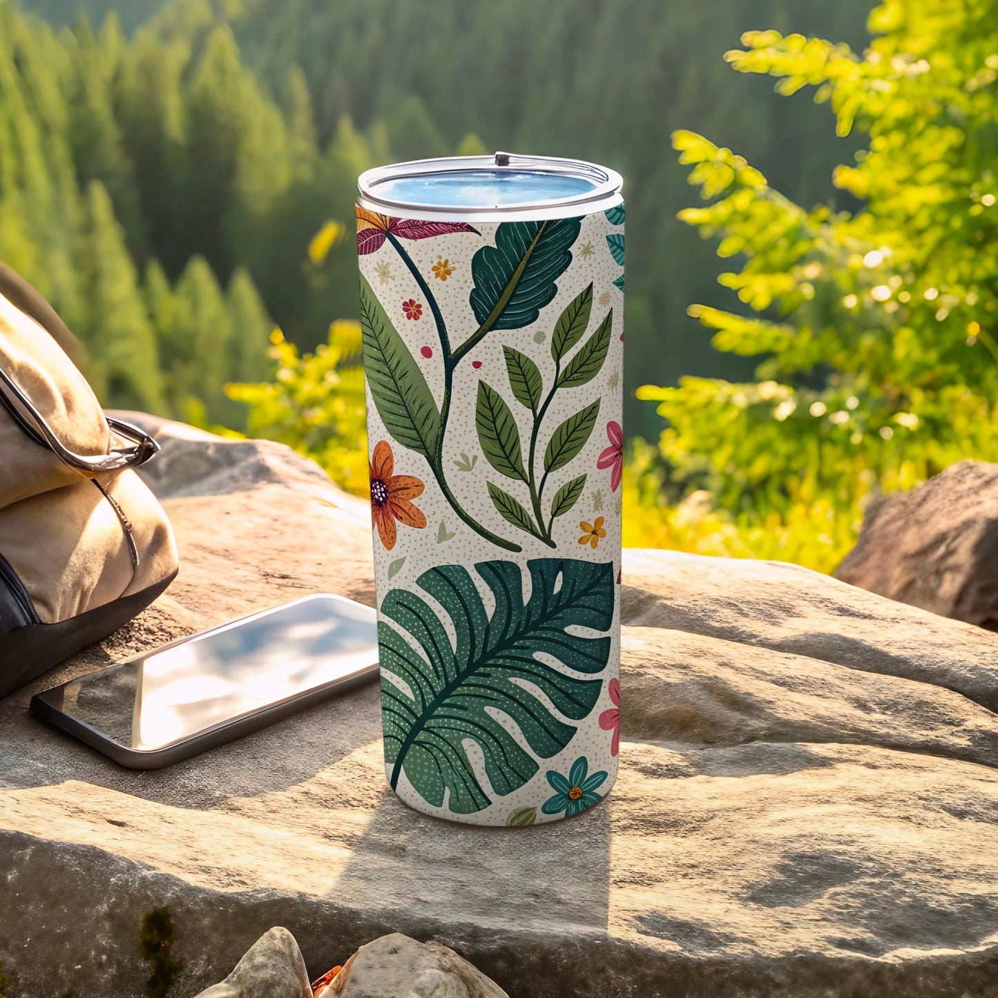 Floral and Leaf Patterned Travel Mug product
