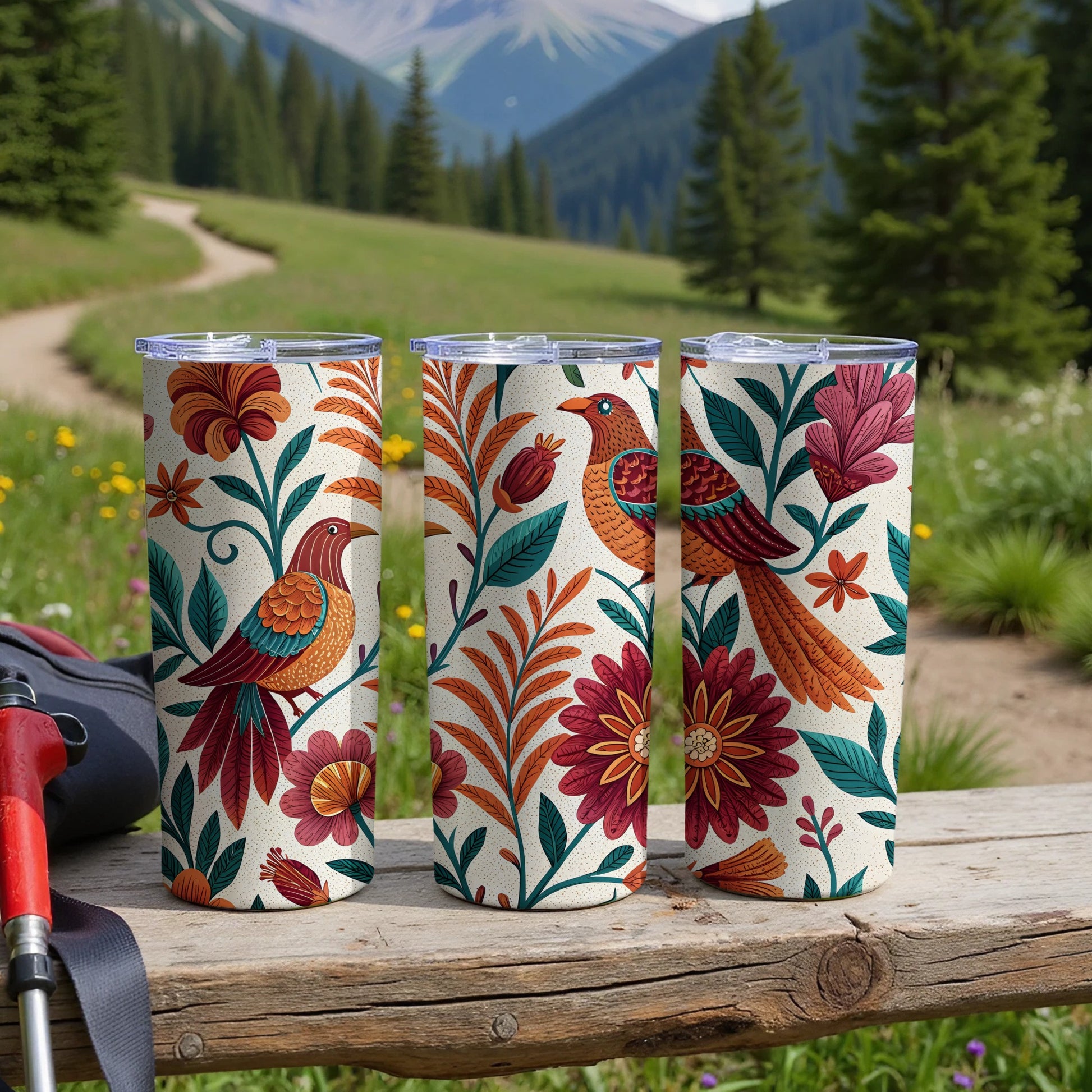 Vibrant Tumblers with Bird and Floral Designs product type
