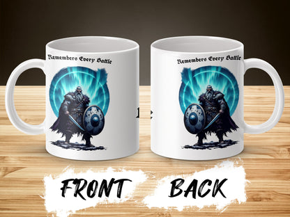Viking Warrior Mug, Remember Every Battle, Norse Mythology Coffee Cup, Gift for History Buffs