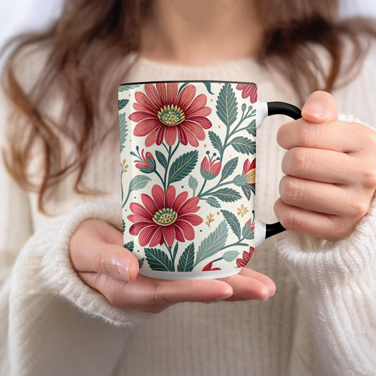 Vintage Red Flower Pattern Ceramic Mug product type