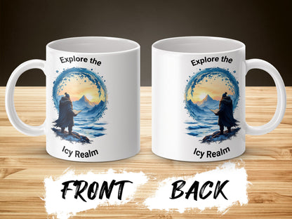Fantasy Wolf Mug, Explore the Icy Realm, Artistic Coffee Cup, Unique Winter Gift, Dual Design