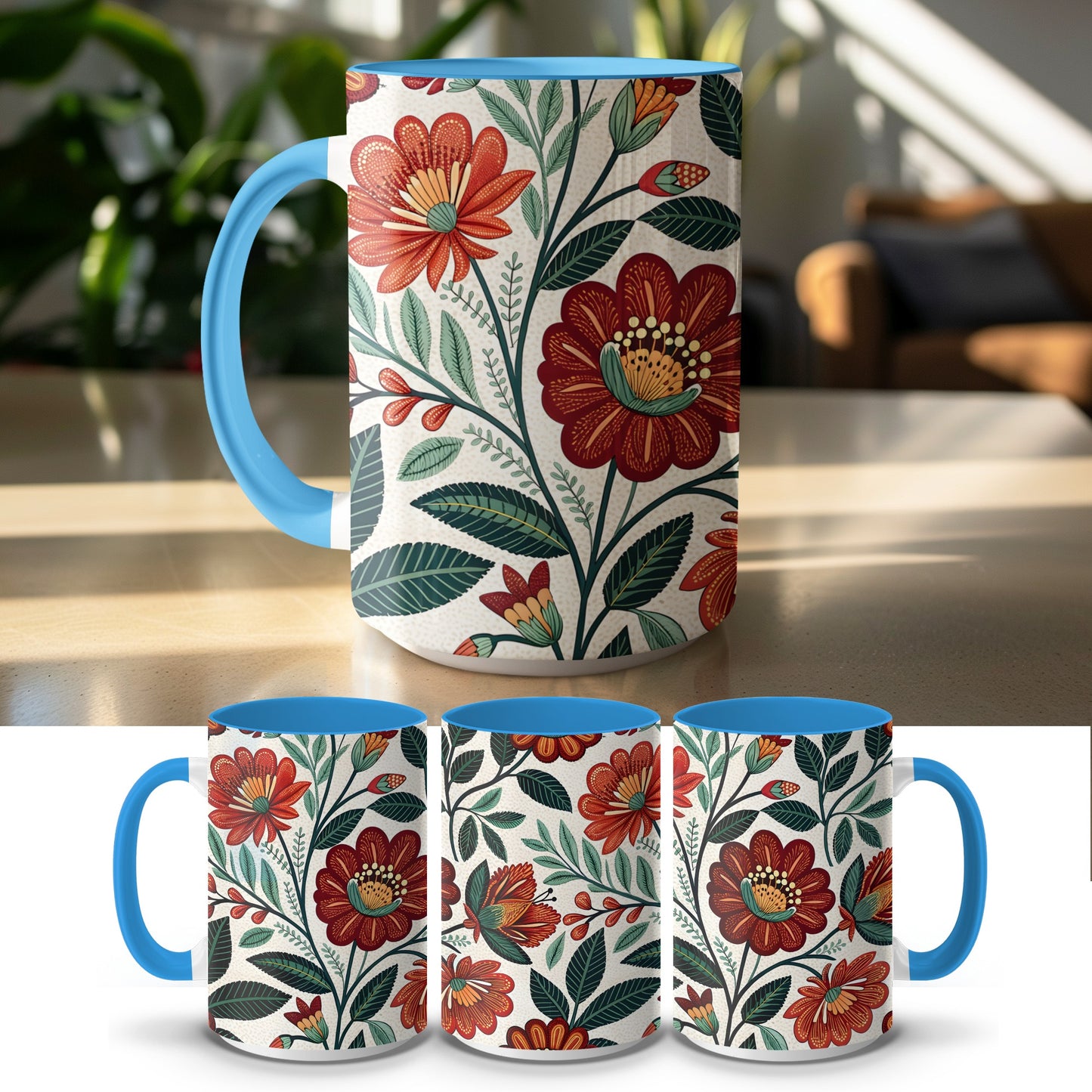 Floral Patterned Mug Colorful Addition to Your Product Type