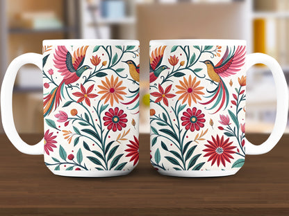Colorful Hummingbirds and Flowers Design Mug product