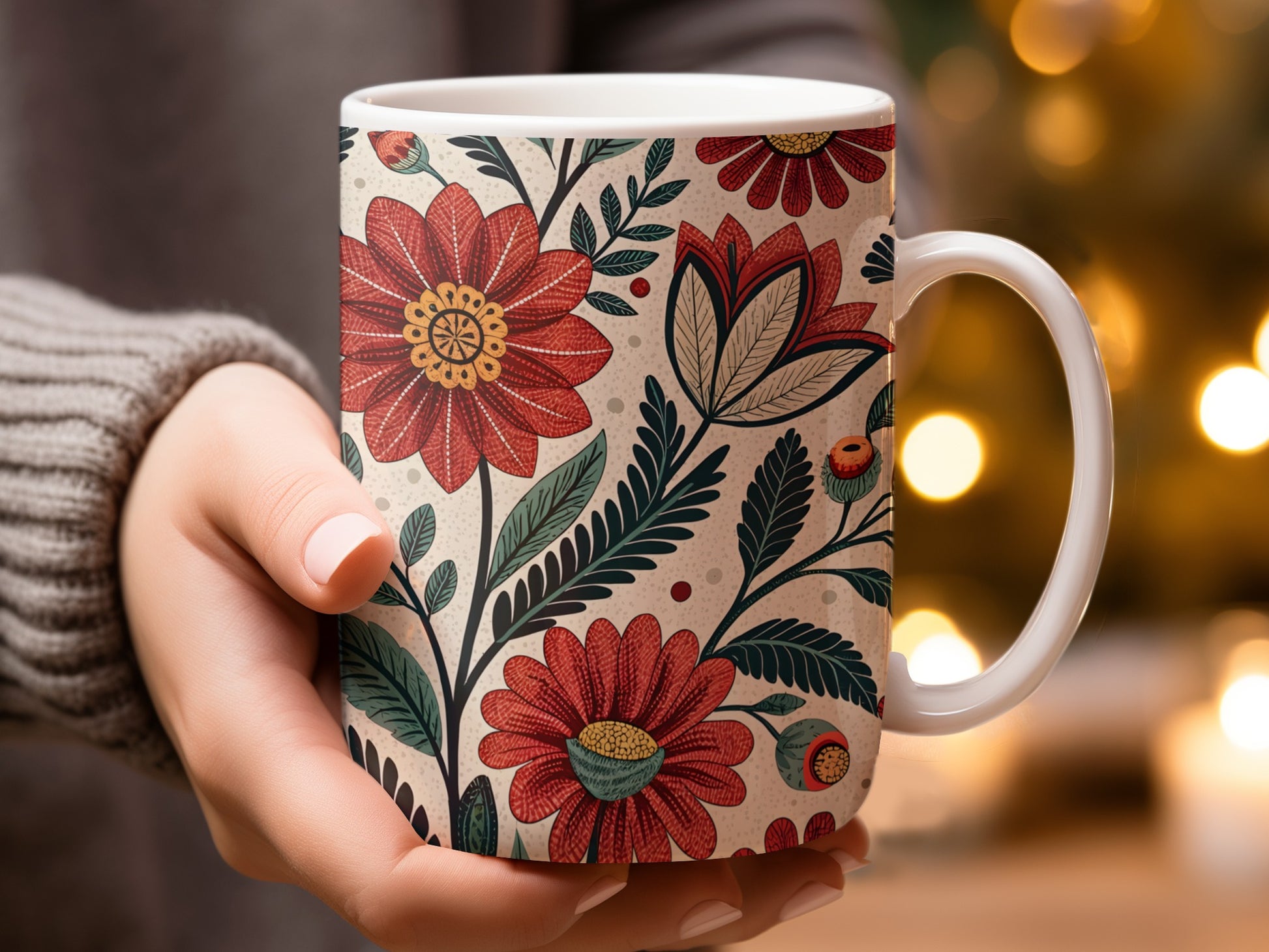 Floral Winter Coffee Mug with Detailed Design Product