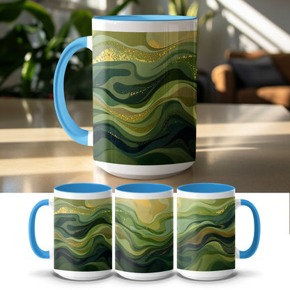 Green and Blue Wave Pattern Ceramic Mug product