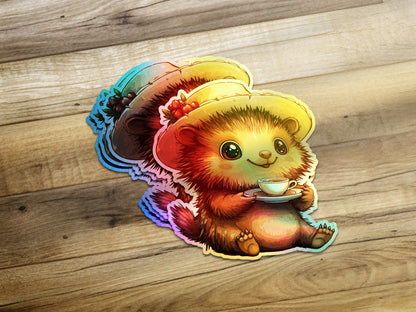 Adorable Chubby Drinking Tea Sticker product type