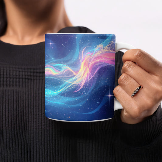 Vibrant Cosmic Swirl Artistic Print Mug product