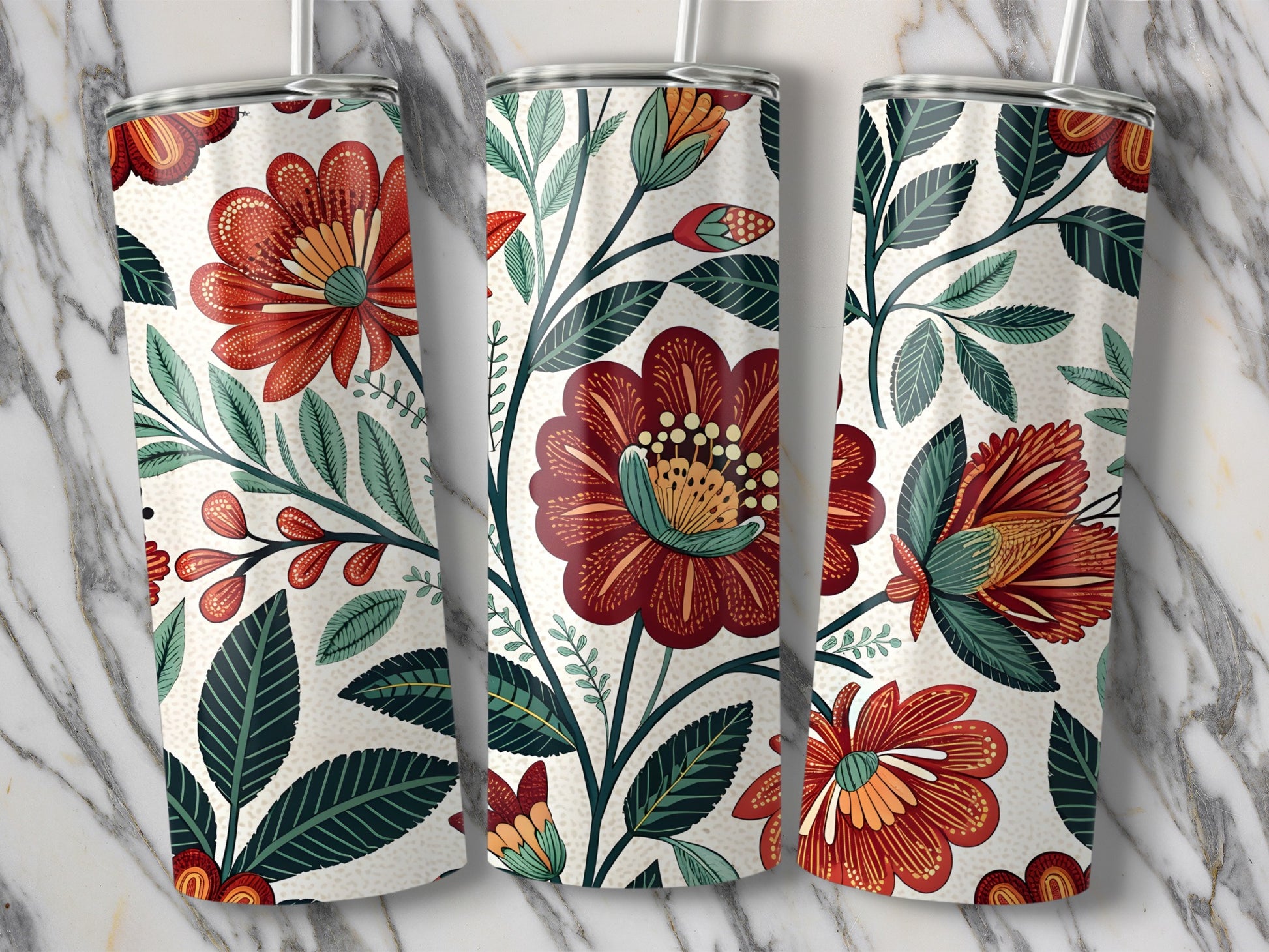 Artistic Floral Pattern Insulated Drinkware product