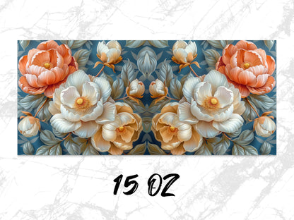 Floral Art Print Canvas, Peach and Cream Flowers, Modern Home Decor, Elegant Wall Art, Botanical Illustration, 15 OZ Canvas