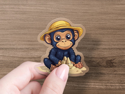 Adorable Monkey with Yellow Hat Sticker product type